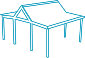 Flat gable combo carport graphic