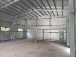 Inside of galvanised farm shed